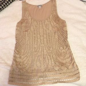Gold lace tank top